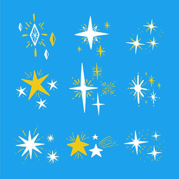 Colección estrellas brillantes dibujadas a mano