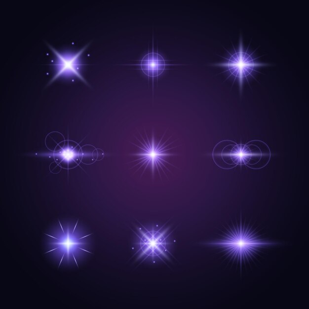 Colección de estrellas brillantes realistas