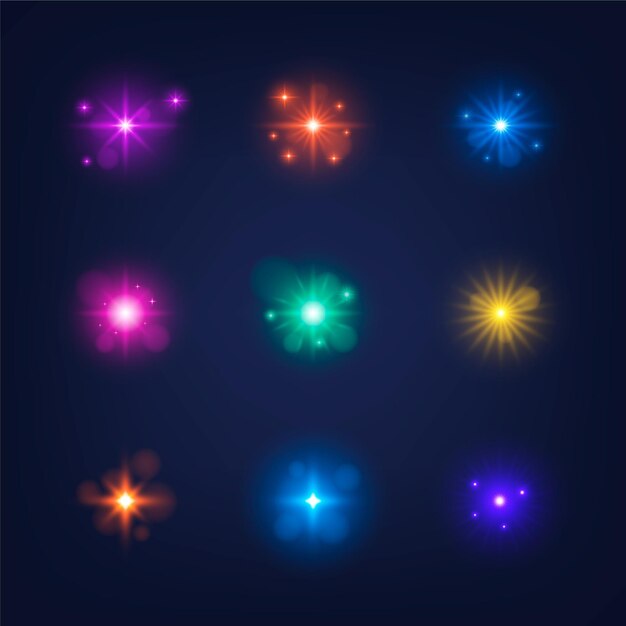 Colección de estrellas brillantes realistas