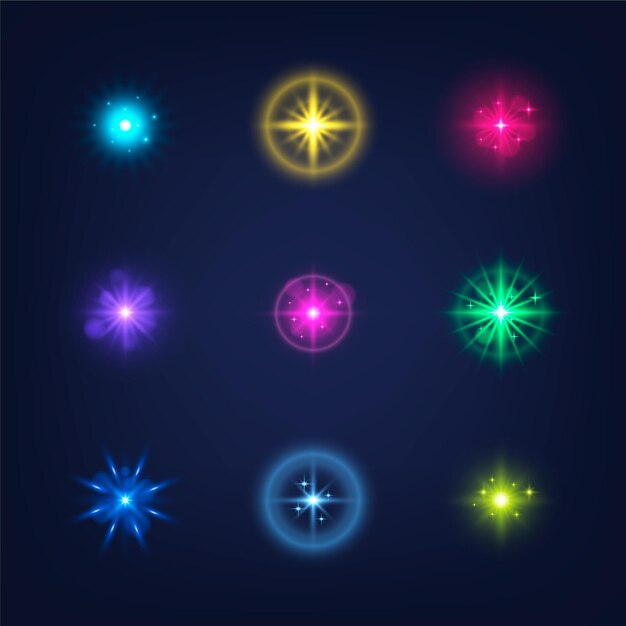 Colección de estrellas brillantes realistas