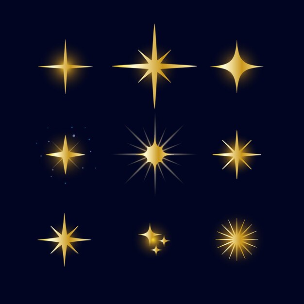 Colección de estrellas brillantes realistas
