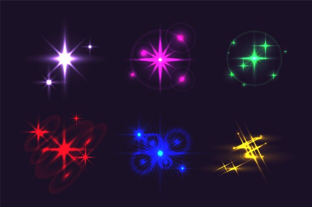 Colección de estrellas brillantes realistas