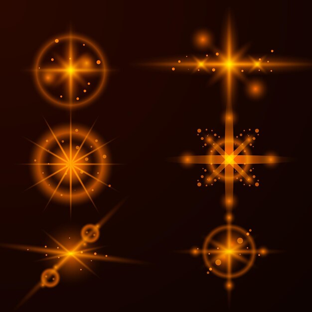 Colección de estrellas brillantes realistas