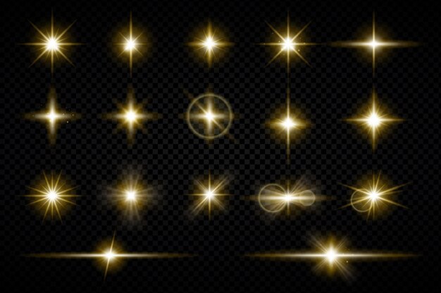 Colección de estrellas brillantes realistas