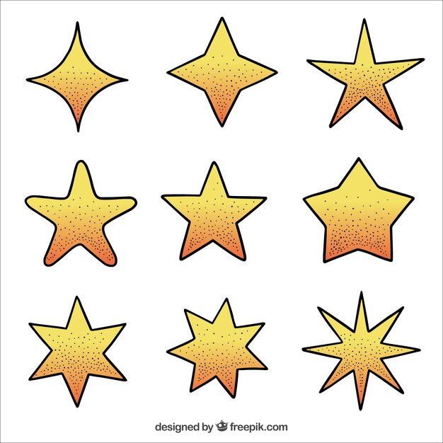 Colección de estrellas dibujadas a mano
