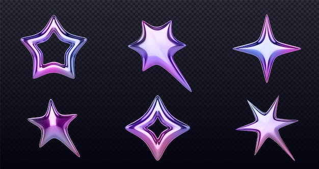 Colección de estrellas holográficas en 3D