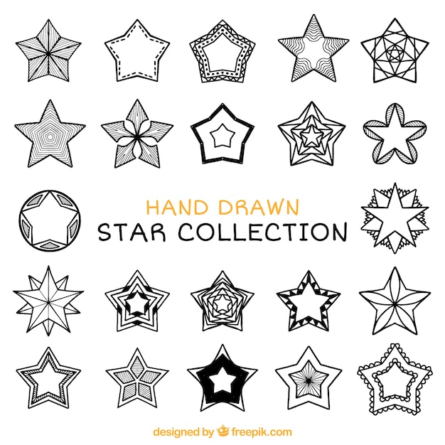 Colección de estrellas ornamentales dibujadas a mano  