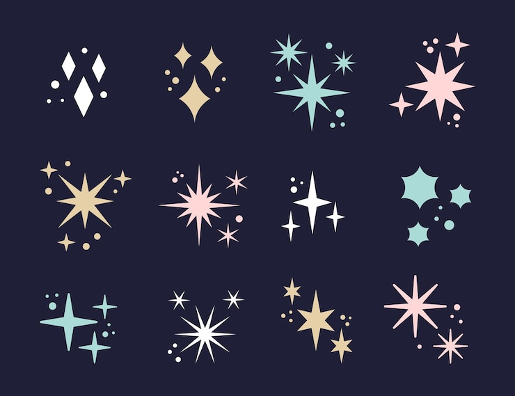 Vector gratuito colección de estrellas planas y brillantes