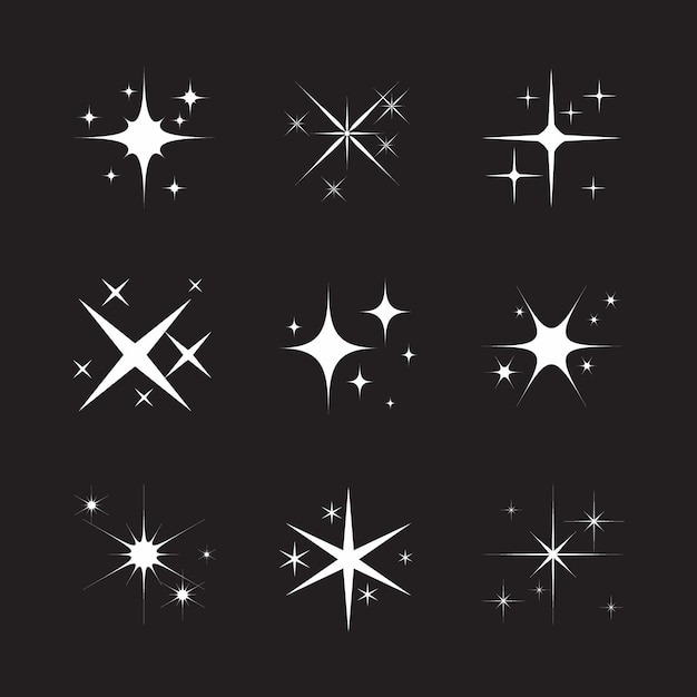 Vector gratuito colección de estrellas planas y brillantes