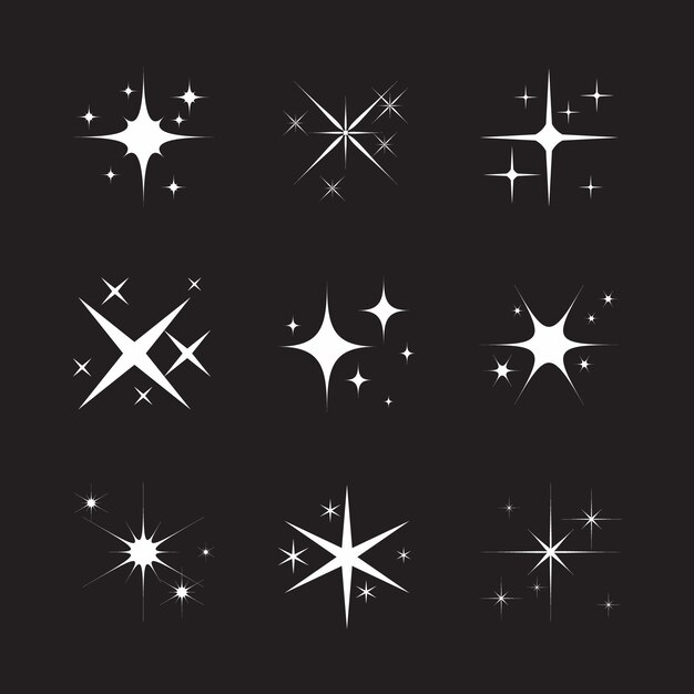 Colección de estrellas planas y brillantes