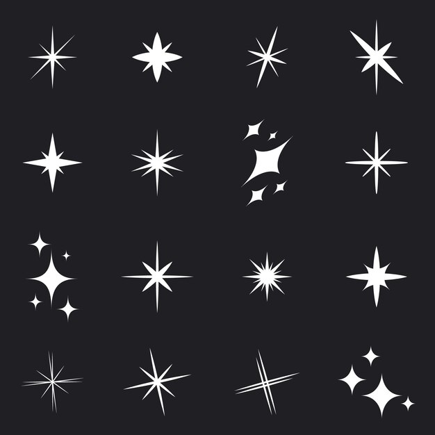 Colección de estrellas planas y brillantes