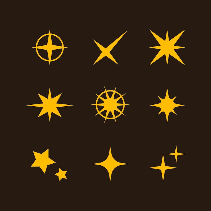 Vector gratuito colección de estrellas planas y brillantes