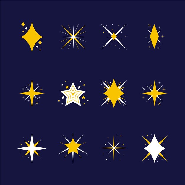 Colección estrellas planas brillantes
