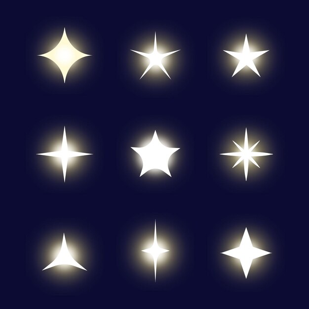 Colección estrellas planas brillantes