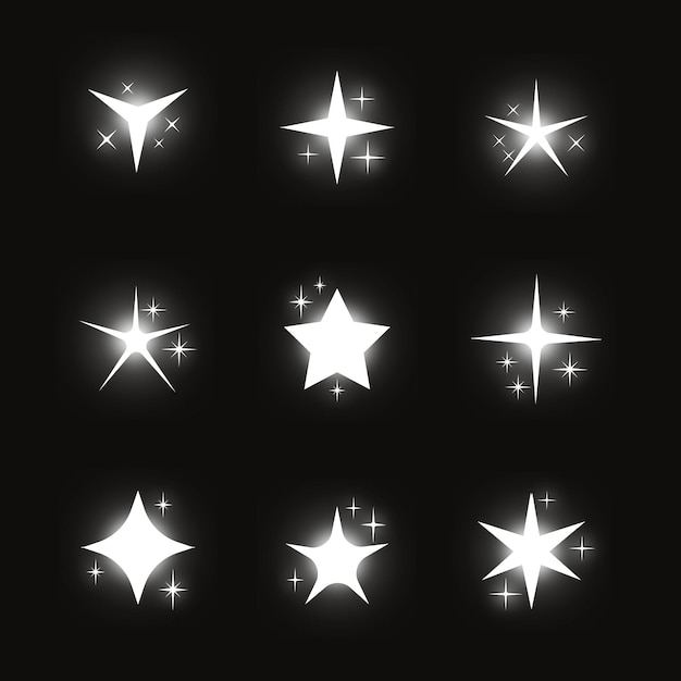 Vector gratuito colección estrellas planas brillantes