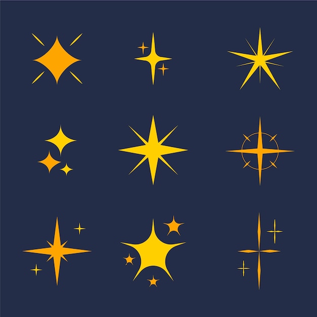 Colección de estrellas planas y brillantes