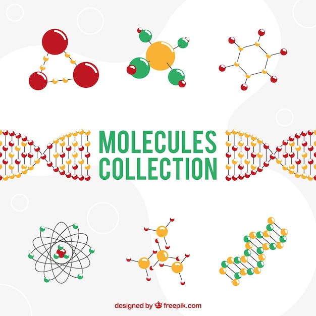 Colección de estructuras moleculares en diseño plano