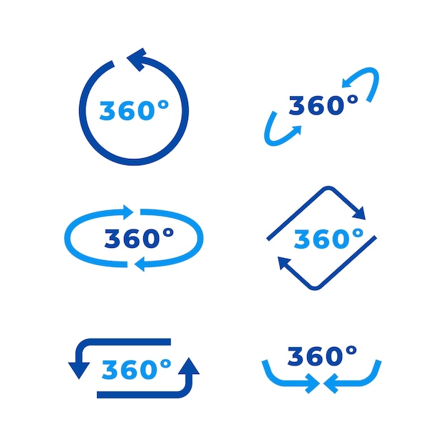 Colección de etiquetas de 360 grados de diseño plano