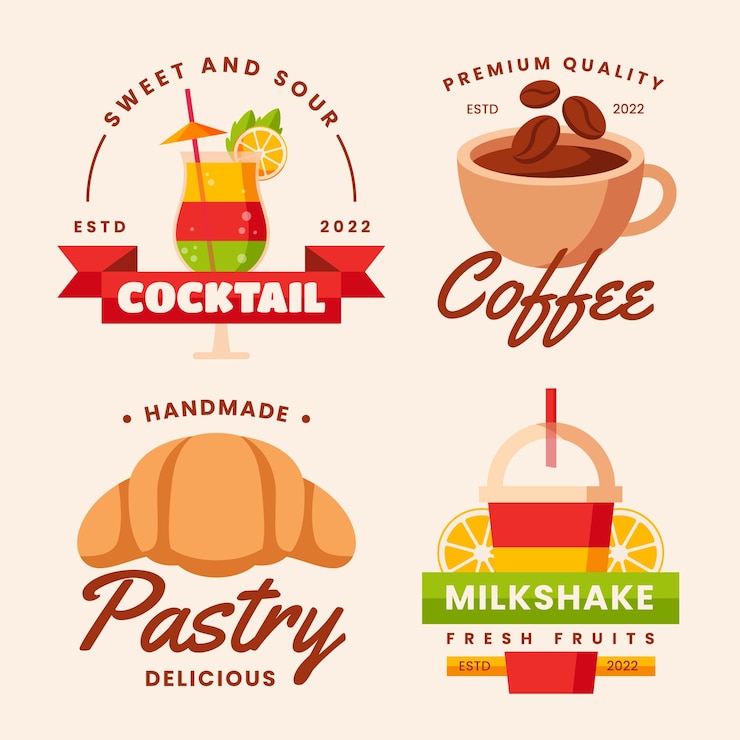 Vector gratuito colección de etiquetas de alimentos de diseño plano