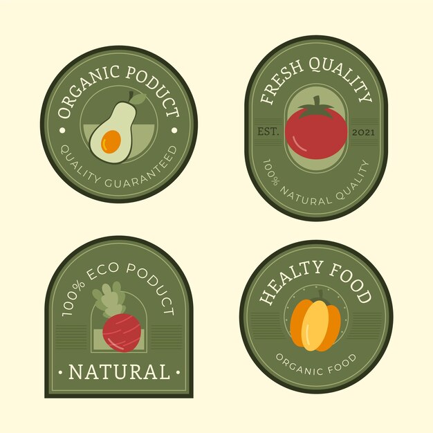 Colección de etiquetas de alimentos saludables