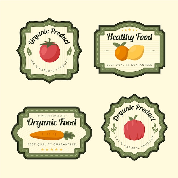 Colección de etiquetas de alimentos saludables