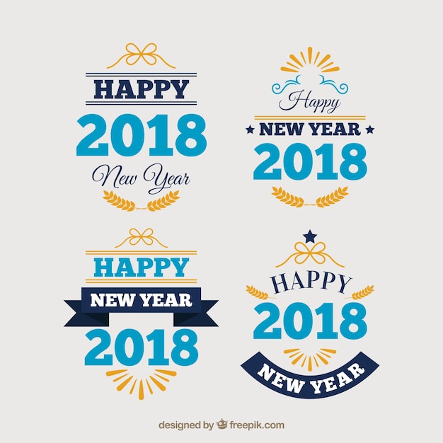 Colección de etiquetas de año nuevo 2018