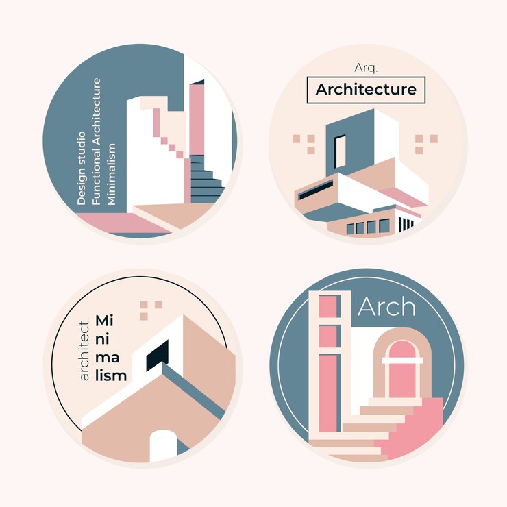 Vector gratuito colección de etiquetas de arquitecto de diseño plano