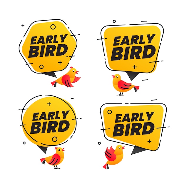 Colección de etiquetas de aves anticipadas degradadas