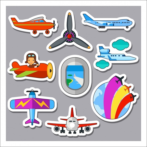 Vector gratuito colección de etiquetas de avión