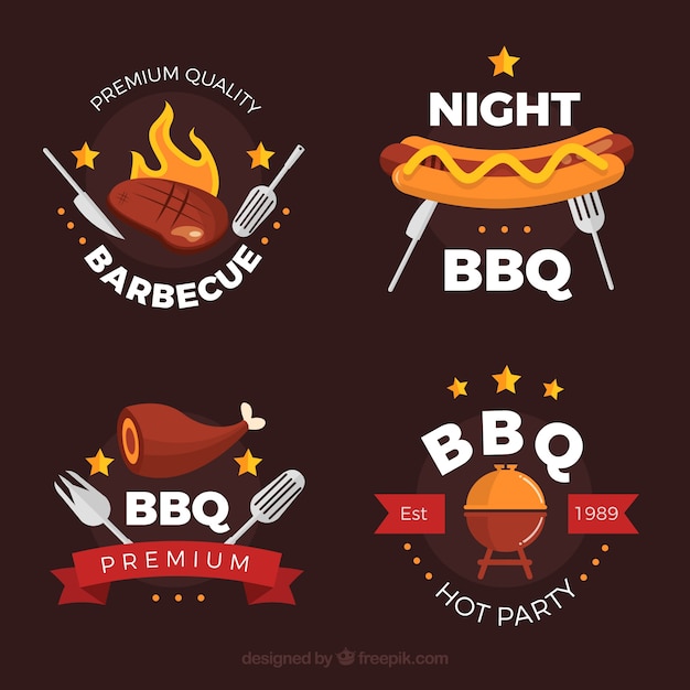 Vector gratuito colección de etiquetas de barbacoa en estilo plano