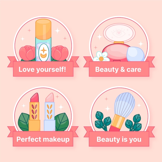 Vector gratuito colección de etiquetas para la belleza y el cuidado de la mujer.