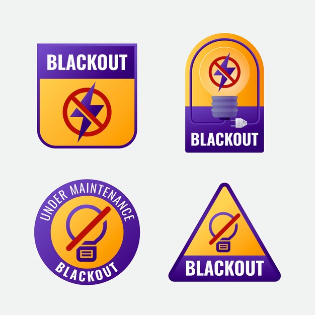 Colección de etiquetas blackout degradado
