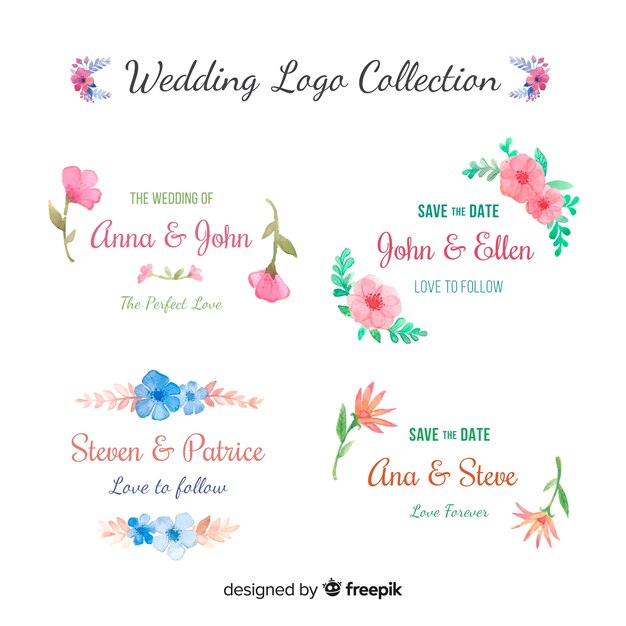 Colección de etiquetas de boda dibujados a mano