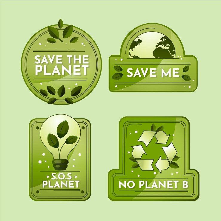 Vector gratuito colección de etiquetas de cambio climático degradado