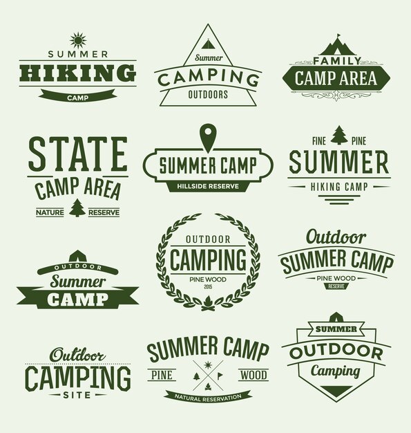 Colección de etiquetas de campamento de verano