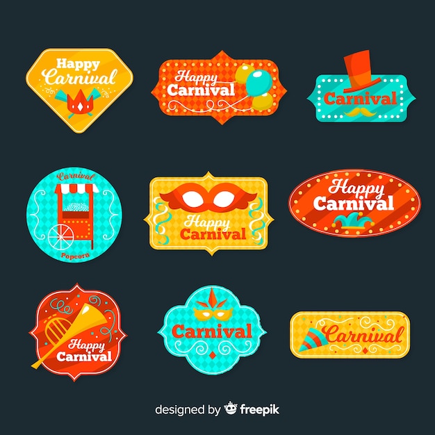 Vector gratuito colección de etiquetas de carnaval