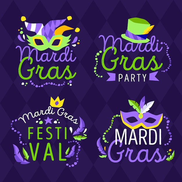 Vector gratuito colección de etiquetas de carnaval