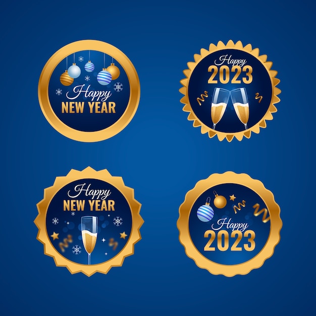 Vector gratuito colección de etiquetas de celebración de año nuevo 2023