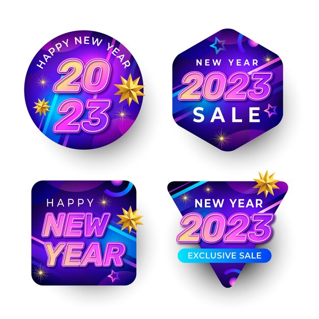 Colección de etiquetas de celebración de año nuevo 2023