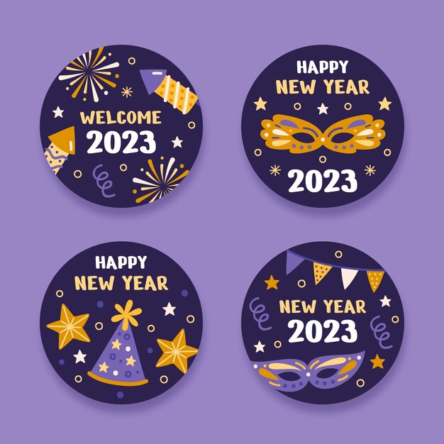 Colección de etiquetas de celebración de año nuevo 2023
