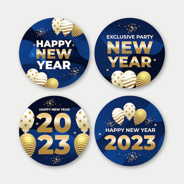 Vector gratuito colección de etiquetas de celebración de año nuevo 2023