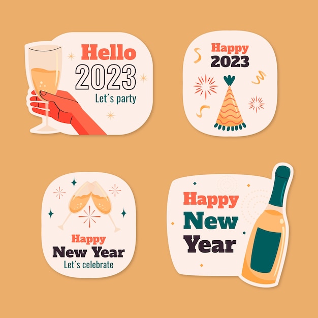 Colección de etiquetas de celebración de año nuevo 2023