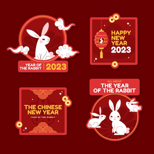 Vector gratuito colección de etiquetas de celebración del año nuevo chino