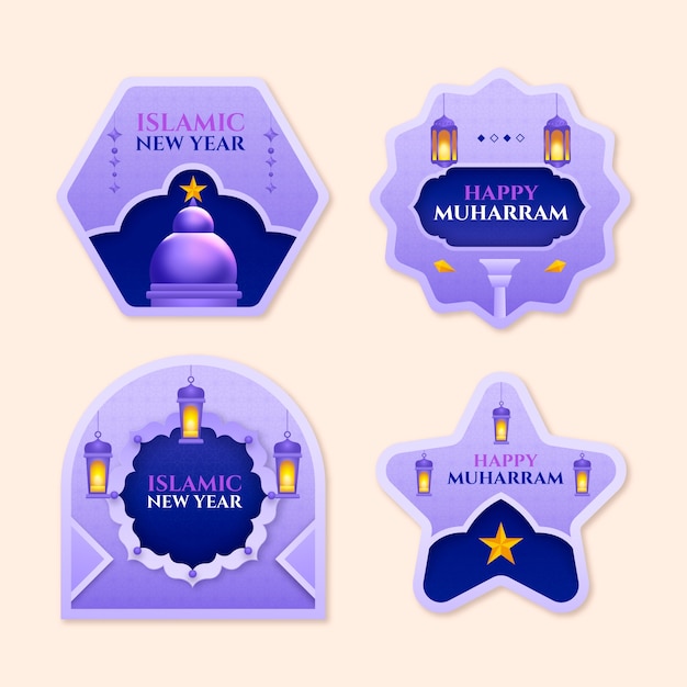 Colección de etiquetas para la celebración del año nuevo islámico