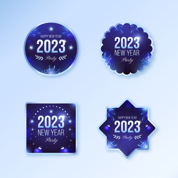 Colección de etiquetas de celebración de año nuevo