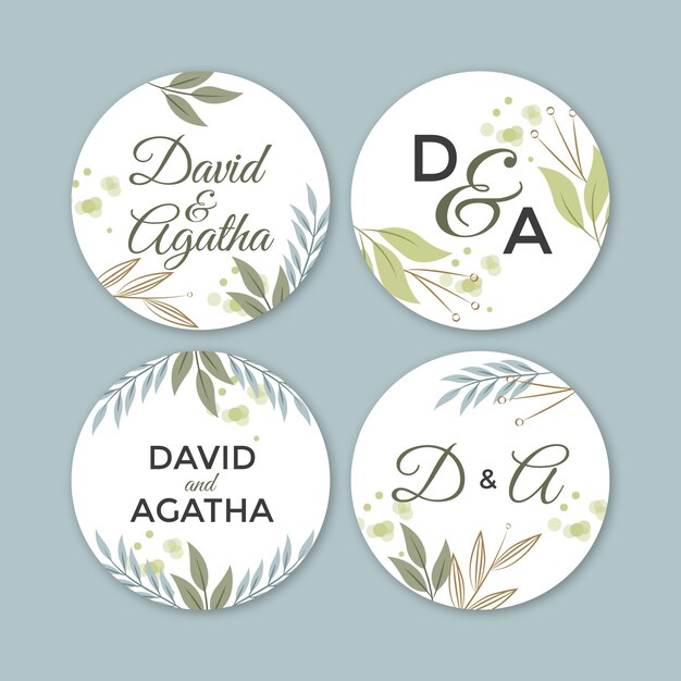 Colección de etiquetas de celebración de bodas