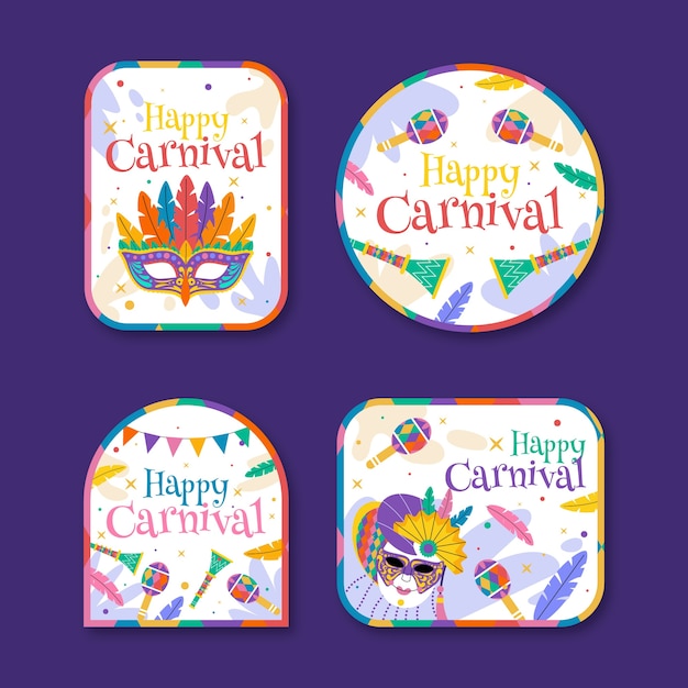 Vector gratuito colección de etiquetas para la celebración de la fiesta de carnaval