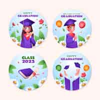 Vector gratuito colección de etiquetas para celebración de graduación.