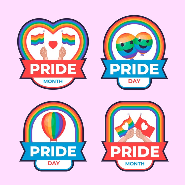 Vector gratuito colección de etiquetas para la celebración del mes del orgullo