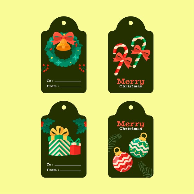 Colección de etiquetas de celebración navideña
